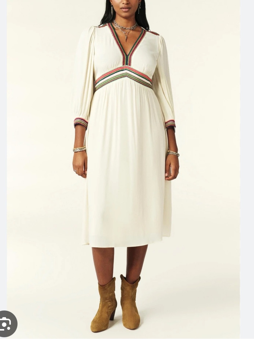 Ba&sh midi embroidered dress NWT